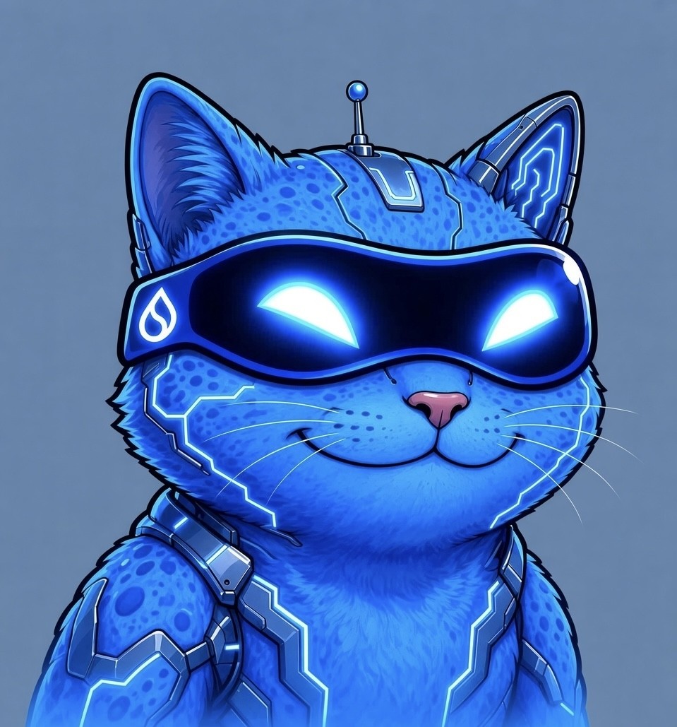 ROBOCAT blue cyber robocat mascot